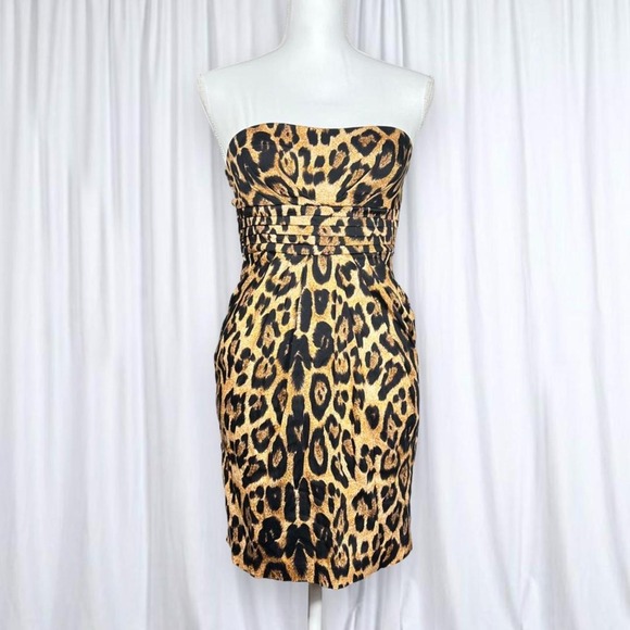 Snap Dresses & Skirts - Snap Leopard Print Strapless Mini Dress Y2K Animal Print Going Out